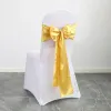 40pcs 17x275 cm de oro rosa silla satén faja arco de silla cintas para banquetes de boda baby shower decoraciones de eventos de baby shower