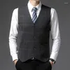 Men's Sweaters Man Plaid Wool Sweater Blazer Coats Vest 2024 Autumn Winter Men Knitted Single Breasted Sleeveless Cardigan