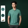 In shirt zomer korte mouw polo shirts voor mannen casual massief kleuren shirt slank fit formele polos Brits stijl kantoorkleding 240412