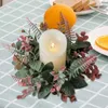 Decorative Flowers Pillar Candle Ring Artificial Wreath Floral Arrangement Ornament Greenery Rings For Bar Wedding Home Party Supplies Cafe