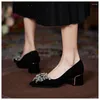 Sukienka buty Mały rozmiar pięty 30-44-blokowy stóp do palców 5 cm Środek duże czarne obcasy