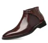 Spring Fashion Leather Men Boots Conveniente Zip Ponto Ponto Busca de Vestidos de Vestido Masculino Baot Brown Brown Boot1438186
