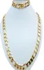 Collier 24k Jaune Gold rempli Men039S Bracelet Collier Set Figaro Curb Chain 2003903922039039240390392685951203120513