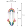 Decorative Figurines 2024Rainbow Macrame Wall Hanging For Girls Tassel Tapestry Nursery Kawaii Baby Room Decor Handmade Rope Home Decoration