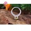 Cluster Anneaux Square Design Fashion 925 Rague en argent sterling jaune cubique Zironie Mariage Femmes Luxury Bridal Bands Bijoux