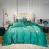 Bedding Sets Luxury White Silk Cotton Butterfly Embroidery Set Jacquard Duvet Cover Bed Fitted Sheet Pillowcases Home Textiles