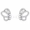 Stollenohrringe 925 Sterling Silberohrring niedliche Schmetterlingsfolge von Perlen Tiara Wishbone Crystal for Women Mode Schmuck