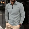 T-shirts pour hommes T-shirt décontracté Polo Zipper Top à Streetwear Y2K Men Tshirt Fashion Waffle Long Manche