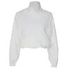 Jackets para mujeres Boofeenaa Street Style Stand Collar Drawtring Zip Up Cortada Otoño 2024 Moda Ropa Women White Coats C95-Fi35
