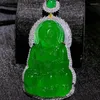 Collane a pendente in fabbrica all'ingrosso 925 argento intarsio alto imperatore calcedonio verde grande valokitesvara collana di giada agata o