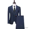 Men's Suits Blazers 2023 Spring New Mens Business Suit Casual Jacket Work Formal Plaid Groomsmen Groom Dress Blazers Coat Pants Vest 3 Piece Set