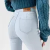 Jeans pour femmes Sexy Double Zippers ouverts entrejambe en plein air femme skinny taille haute pantalon denim pantalon