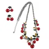 Halskette Ohrringe Set Cherry Jewelry Hochzeit Braut Anzüge für Frauen und Zinklegierung Miss