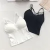 Bras 2024 Women Cotton Lingerie Push Up Bra Sexy V pescoço Tubo top Brassreie macia com peito Moda de moda de cor sólida fêmea feminina