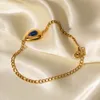Minimalistisk designerarmband för kvinnor pläterade 18k guld rostfritt stål lapis lazuli triangel inlagd lapis lazuli hänge armband grossist av dagliga smycken