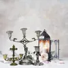 Kerzenhalter Christian Catholic Sacred Crucifix Table Stand Candlestick mit Griff Metall Tabletop Halter Hausmöglichkeit