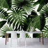 3D Självhäftande vattentät duk Mural Wallpaper Modern Green Leaf Tropical Rain Forest Plant Murals Bedroom 3D Wall Stickers261J