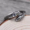 Solid Pure S925 Sterling Silver Band Women Double Snake Head Figuur Ring 4mm US68240412