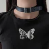 CHOKER HARAJUKU Готическая площадь Простой черный кожаный воротник для женщин и девочек Bar Body Disterry Disters Drop Y7D4