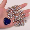 Collane a pendente G-G 3 file di file grigio naturale baroccia keshi collana perla collana blu quarzo donna regali