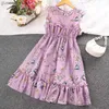 Sukienki dla dziewczynki Dziewczyny 5-12 lat niebieskie zielone fioletowe bez rękawów sukienka dla dziewczyn elegancka wakacyjna sukienka wakacyjna Y240412