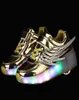 Luminous Sneakers Kids Glowing Sneakers with Wheels Kids Roller Skates Shoes Led light up Shoes for Girls Boys Wing Shoes 201008161438800