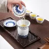 Ensembles de thé en porcelaine blanche en porcelaine complète Lotus Pattern Bow Bow Office Home Office