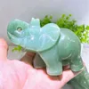 Figurines décoratives 11 cm Green Natural Vert Elephant Animal Crystal Energy Stone Crafon
