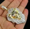 10k Yellow Gold Lion Head King Pendant Natural White Sapphire Diamond Necklace Men039S PERSONALITY SMYELBY POOKTY039S BIR5862790