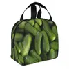 Yeşil sosis salatalık salatalık yalıtılmış öğle yemeği çantası taşınabilir yeniden kullanılabilir serin torba tote öğle yemeği kutusu kolej açık kız erkek çocuk