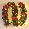 Fleurs décoratives allumez la couronne de Noël décorations de guirlande pour la maison murs de cheminée entrée de Noël