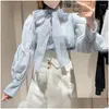Womens Blouses Shirts Wakuta Harajuku Embroidery Bow Lace Long Sleeve Feminino Moda Tops 2024 Spring Temperament Heavy Blusa Mujer Dro Ot0Ck