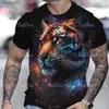 Heren Hoodies Sweatshirts Tiger Print 3D Animal Mens T-shirt Zomer korte mouwen bloemen Top drieweg herenkleding C24325