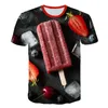 Summer Ice Cream Dessert 3d Printed Men Women Kids Crew Collar Short Sleeve T-shirt Delicious Food Pattern Breathable Loose Top