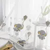 Rideau mignon blanc brodé en tulle rideaux d'éléphant pour vivre une chambre de vie fille fille dessin animé cariant pur à la mode voiile