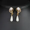 Collier Boucles d'oreilles Set Fashion Femmes Alloy Rhinestone Pearl Weddal Bridal Ladal Brognon Colliers Accessoires de bijoux