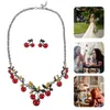 Halskette Ohrringe Set Cherry Jewelry Hochzeit Braut Anzüge für Frauen und Zinklegierung Miss