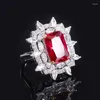 Cluster Rings S925 Full Body Silver Fashion Colorful Treasure Colored Electroplated Women's Ring Main Stone 10 14 Wedding