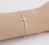10pcs b009 oro argento orizzontale laterale orizzontale croce bracciale semplice piccolo piccolo braccialetto religioso Bracciale cool cool cristiana b2763586