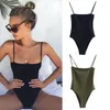 Kvinnors badkläder Sexig Suspender Jumpsuit Solid Slim Montering Tank Top Bodysuit Chest Wrapped Swimsuit Brazilian Bathing Suit Female