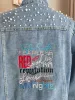 Veste en jean de mariée personnalisée avec perles mises nom de famille personnalisé jean veste de mariée juste veste mariée