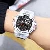 손목 시계 Smael Sport Watch 남성용 LED 경보 알람 디지털 시계 이중 시간 디스플레이 자동 날짜 백라이트 청소년 쿼츠 남성