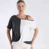 Inoltro del commercio estero europeo e americano Amazon Amazon Women's Amazing Nuovo colore della spalla che abbina la maglietta a maniche corta Top Irregolare