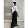 Rokken solide satijnen lange rok vrouwen hoge taille elegante mode slanke gedrapeerde maxi 2024 zomer casual chic kantoor dame faldas drop delive ot41u