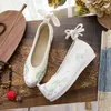 カジュアルシューズVeowalk Pearl Poinded Toe Women Cotton Fabric Flat Handmad