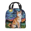 Shiba Inu Starry Night Insulated Lunch Bag for Women Men Portable Pet Dog Lover Warm Cooler Thermal Lunch Box Office Work School