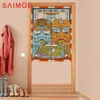 Cortão de mosca do pôster de ramen japonês para porta dois dragões comendo macarrão lamiano pintura engraçada quarto sushi lojing kitch cortina