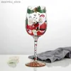 Şarap Gözlükleri Noel Baskı Şarap Lass Noel Dekor Kırmızı Şarap Oblet Yaratıcı El Derleme Boyalı Ev Partisi Festival Bardakları Bar Şarap Seti L49