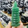 Decoratieve beeldjes Natural Green Dongling Stone Handgesneden Wenchang Tower Crystal Energy Home Office Decoratie Craft Gifts Feng Shui