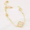 Link Bracelets Single Flower Clover Bracelet For Women White Sea Shell Bangles Female's Golden Color